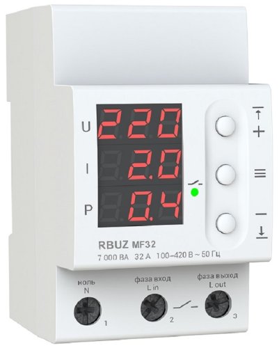 Реле напряжения однофазное цифровое на DIN-рейку Rbuz MF32 многофункциональное 32А 0-400А картинка